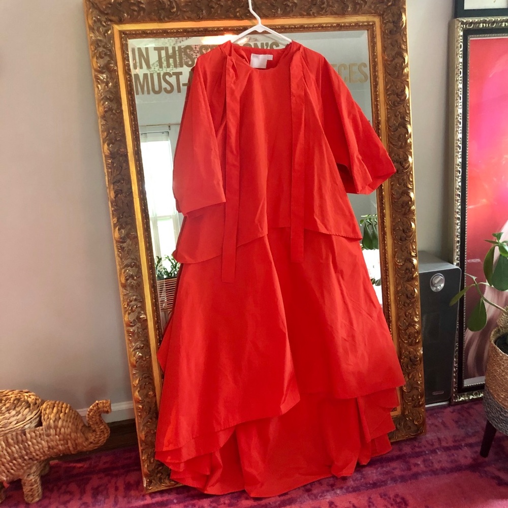 Asos Curve Orange Tiered Midi Dress